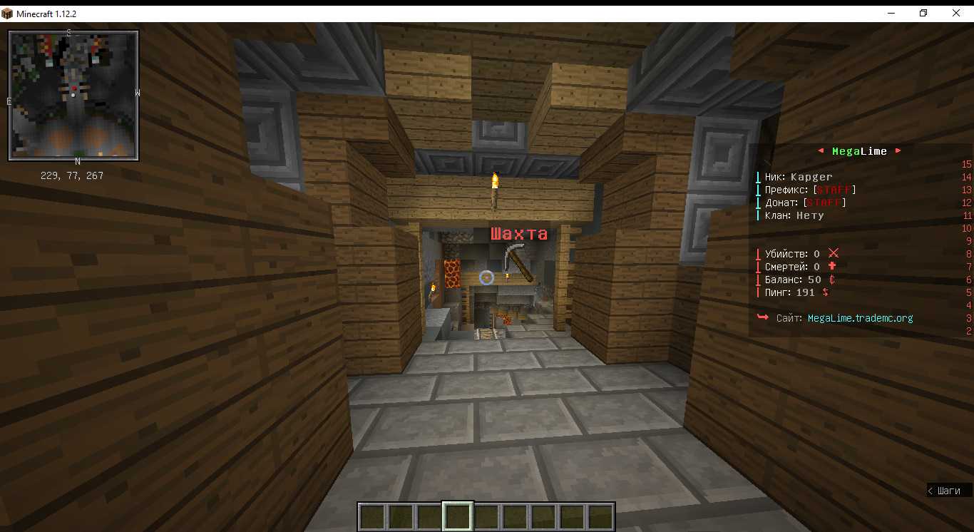 Скриншот сервера