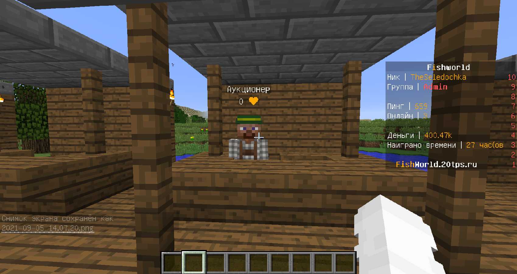 Скриншот сервера